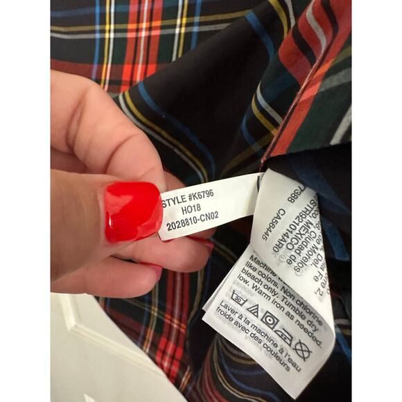 J.Crew Women's Multicolor Plaid Jeweled Funnel-Neck Top Size 6 holiday - Picture 12 of 12